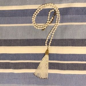 MudPie white tassel necklace